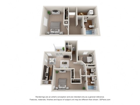 Floor plan for 3 beds, 2.5 baths, 1508 sqft